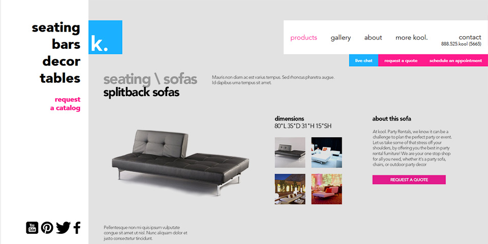 kool. Website Desktop Product Page Design